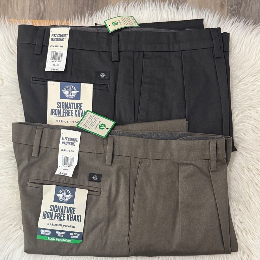 Dockers Bundle  Men's Chinos - Dark Gray and Brown Size 38X32 NWT